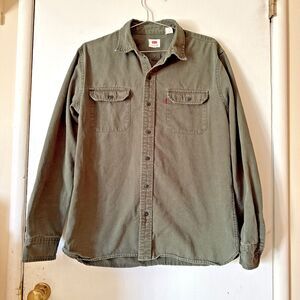 Levi's Canvas Cotton Long Sleeve Overshirt Green Jackson Workwear | Men's Large